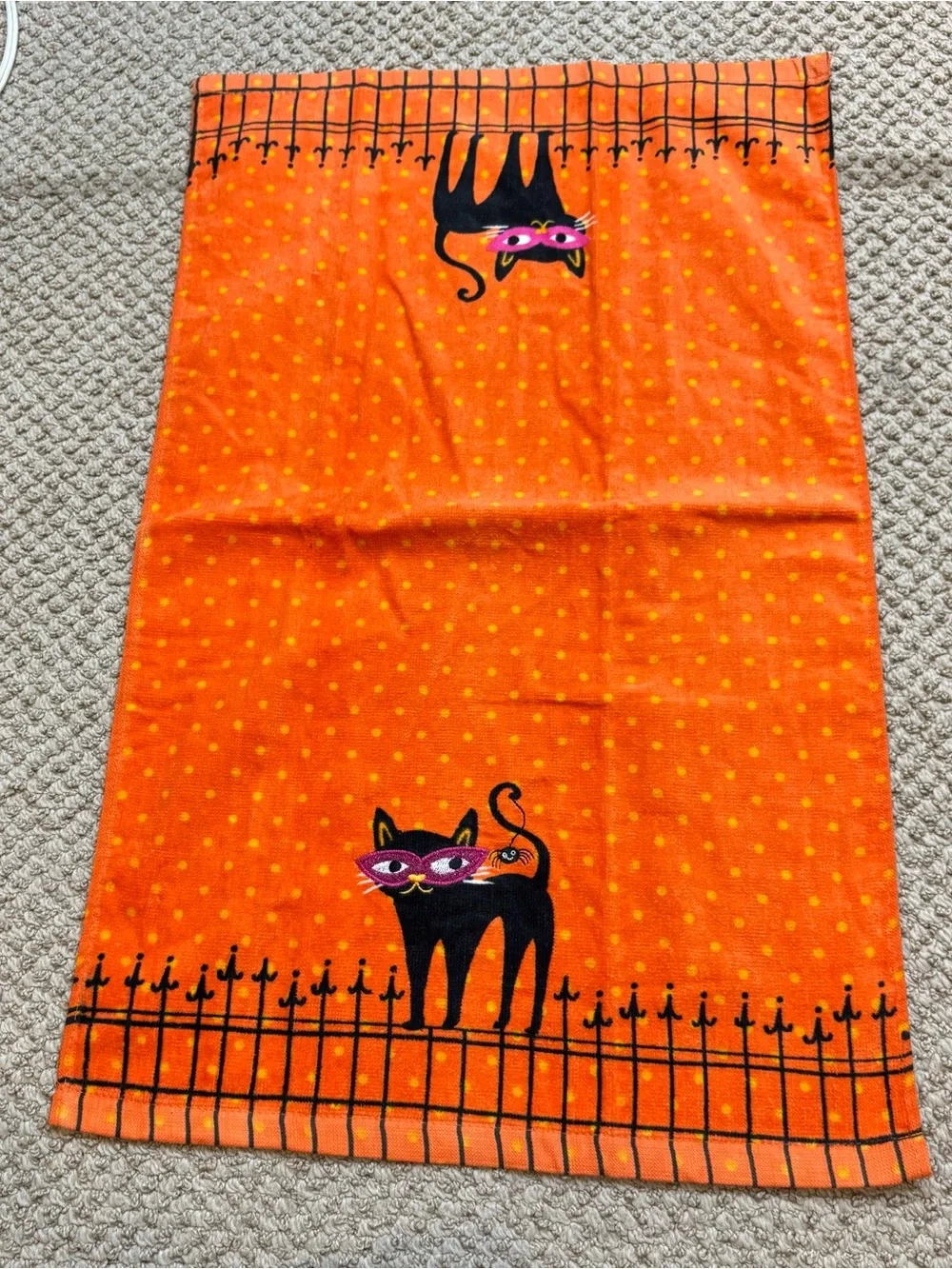 Lot of Four Cat Themed Halloween Tea Towels